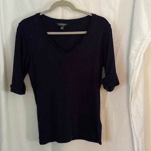 Ralph Lauren Elbow Length Navy Tee L